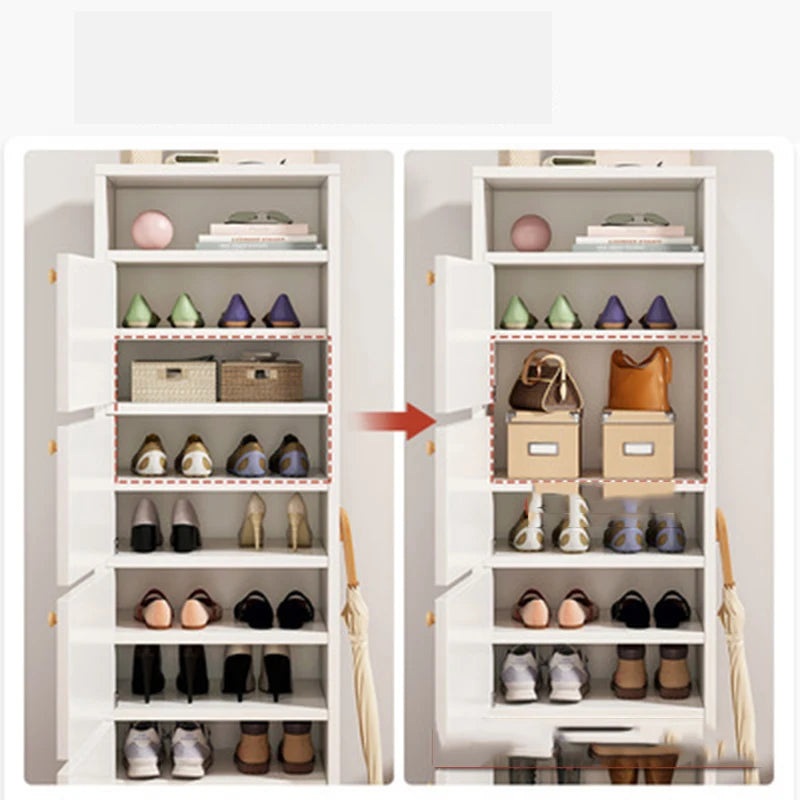 Household Multi-Layer High Vertical Shoe Cabinet, Small Narrow Door, Large Capacity, Simple Indoor Dust-Proof Storage Shoe Rack