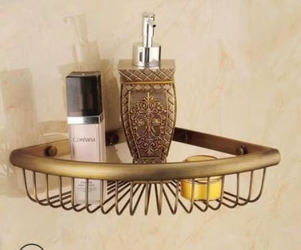 Luxury Gold/Chrome/Vintage Bathroom Brass Shelves Shampoo Holder Corner Bath Basket Bathroom Accessories Bath Hardware