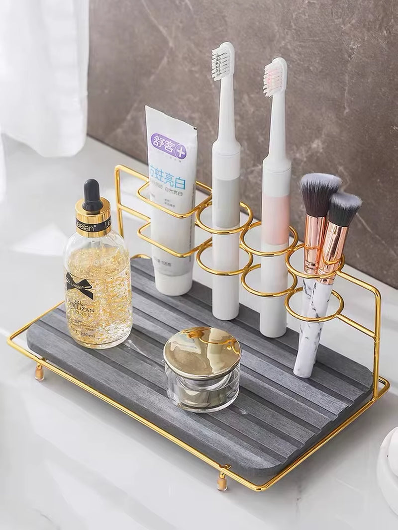 Nordic Diatomite Electric Toothbrush Holder Desktop Cosmetic Organizer Bathroom Storage Rack Accessories Makeup Brush Shelf