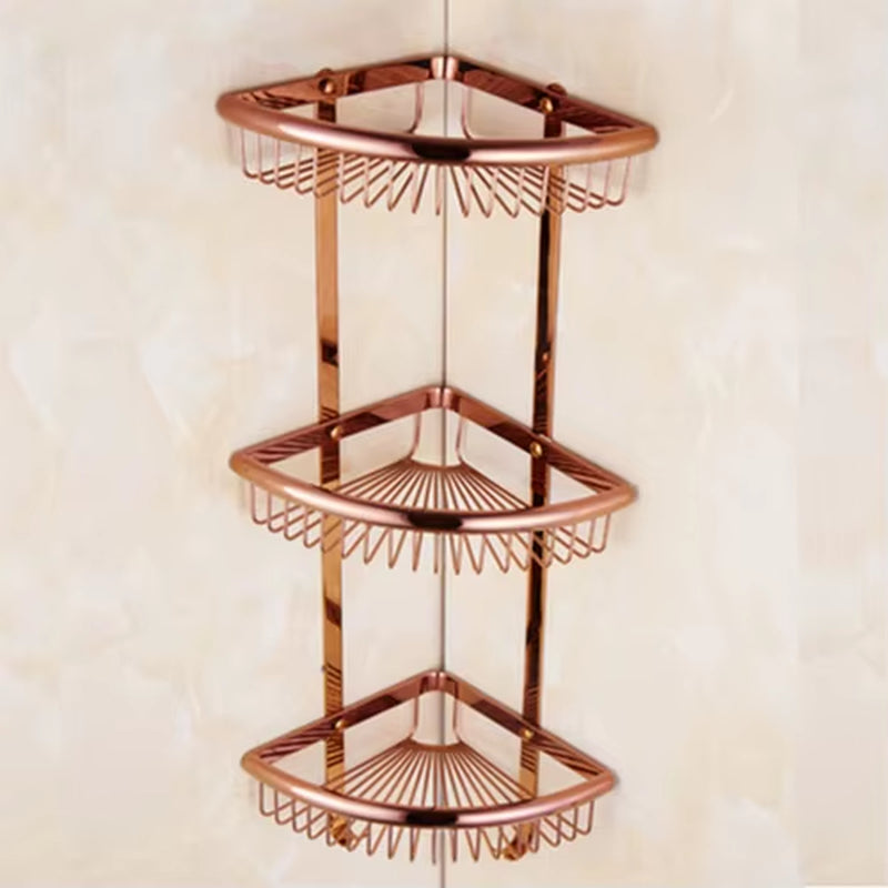 Luxury Gold/Chrome/Vintage Bathroom Brass Shelves Shampoo Holder Corner Bath Basket Bathroom Accessories Bath Hardware