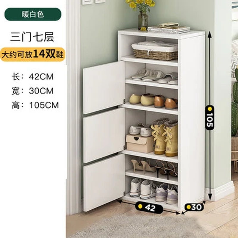 Household Multi-Layer High Vertical Shoe Cabinet, Small Narrow Door, Large Capacity, Simple Indoor Dust-Proof Storage Shoe Rack