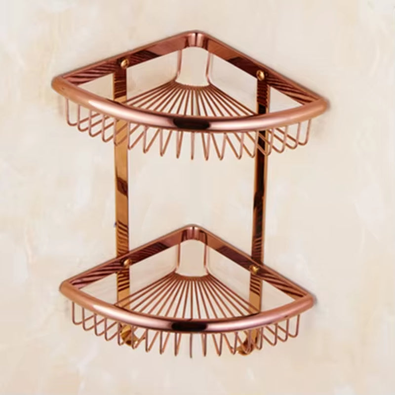 Luxury Gold/Chrome/Vintage Bathroom Brass Shelves Shampoo Holder Corner Bath Basket Bathroom Accessories Bath Hardware