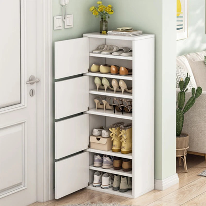 Household Multi-Layer High Vertical Shoe Cabinet, Small Narrow Door, Large Capacity, Simple Indoor Dust-Proof Storage Shoe Rack