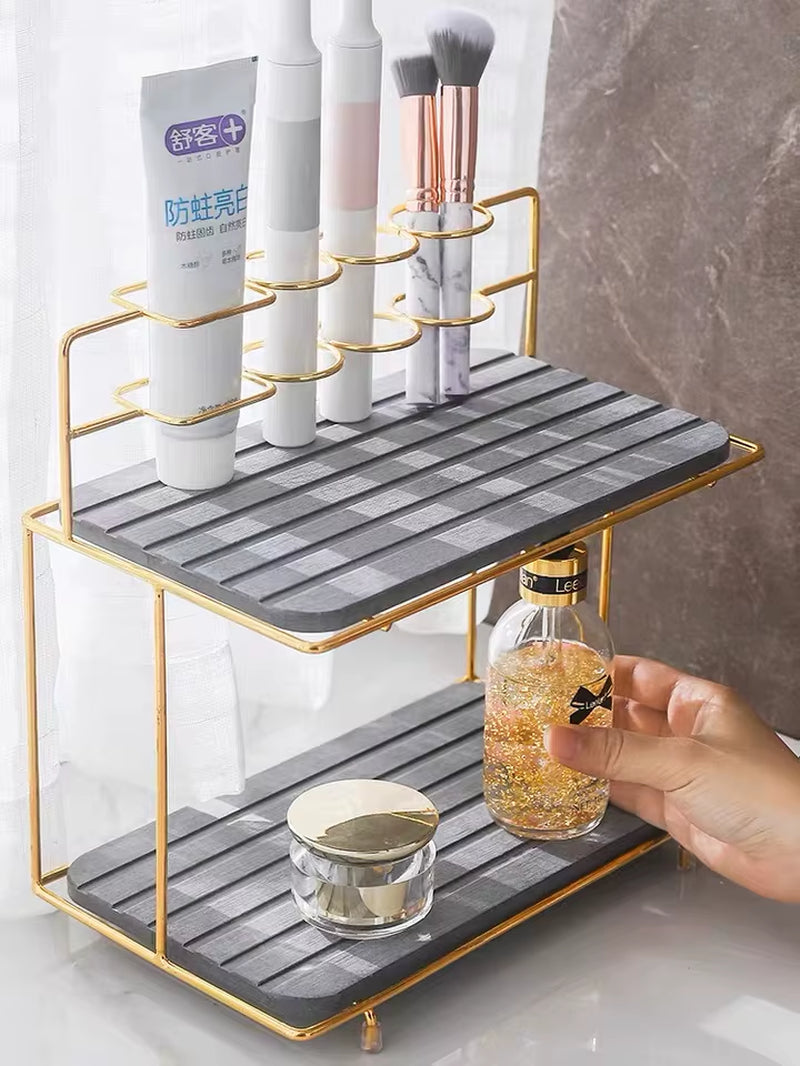 Nordic Diatomite Electric Toothbrush Holder Desktop Cosmetic Organizer Bathroom Storage Rack Accessories Makeup Brush Shelf