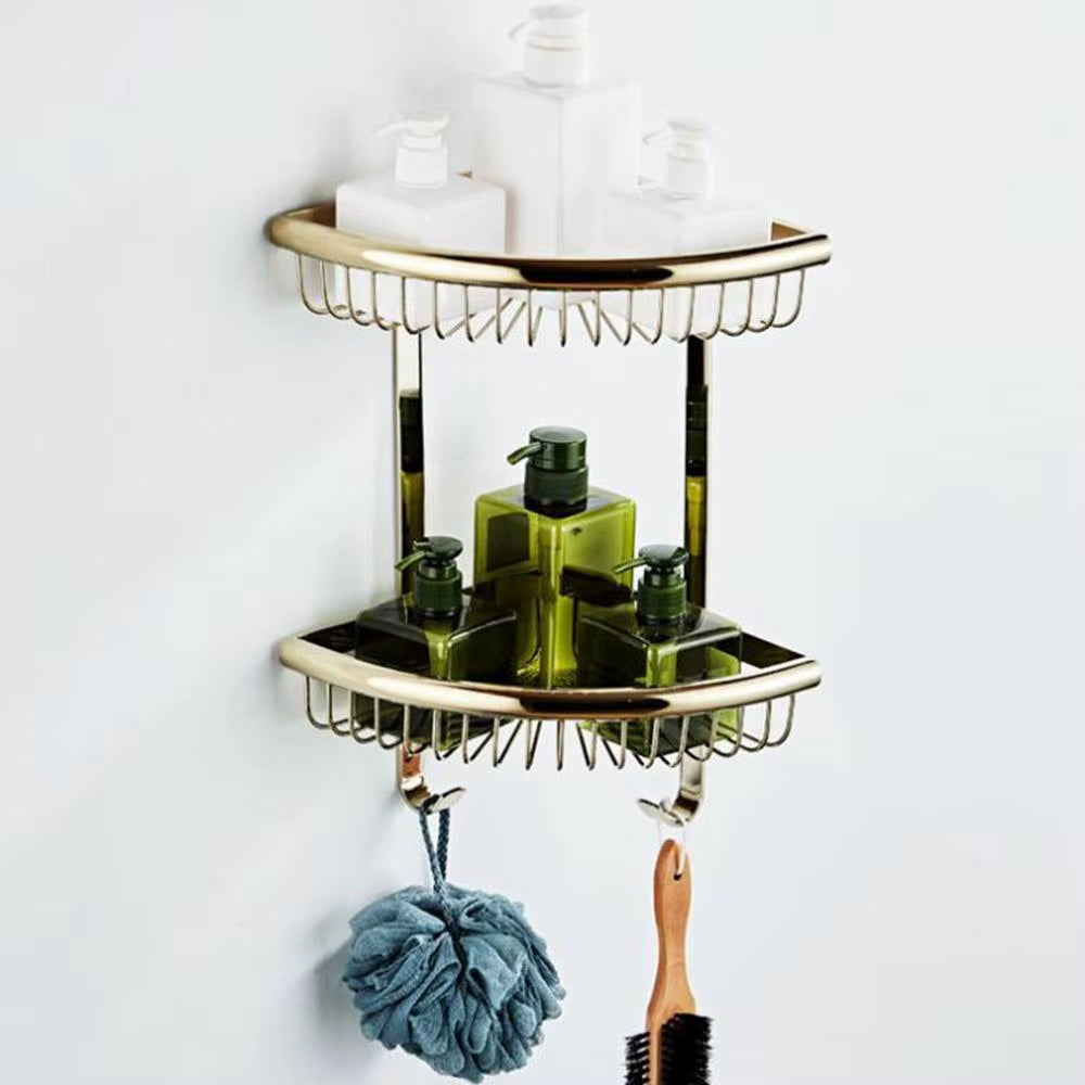 Luxury Gold/Chrome/Vintage Bathroom Brass Shelves Shampoo Holder Corner Bath Basket Bathroom Accessories Bath Hardware