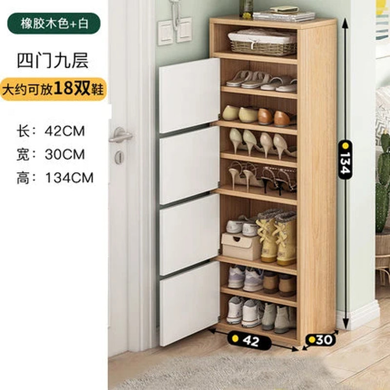 Household Multi-Layer High Vertical Shoe Cabinet, Small Narrow Door, Large Capacity, Simple Indoor Dust-Proof Storage Shoe Rack