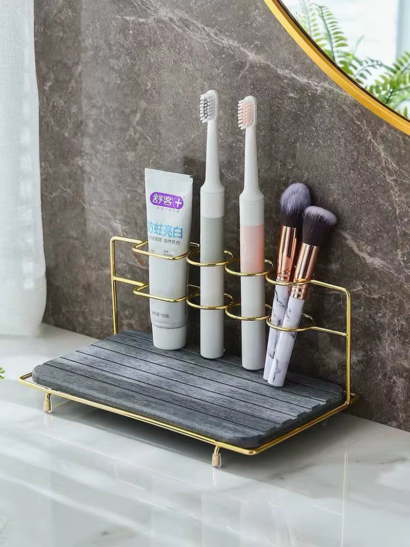 Nordic Diatomite Electric Toothbrush Holder Desktop Cosmetic Organizer Bathroom Storage Rack Accessories Makeup Brush Shelf