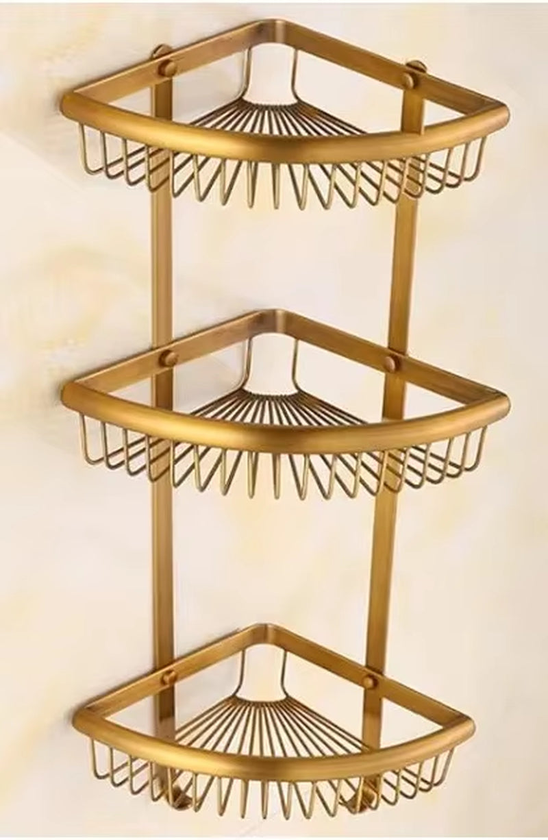 Luxury Gold/Chrome/Vintage Bathroom Brass Shelves Shampoo Holder Corner Bath Basket Bathroom Accessories Bath Hardware