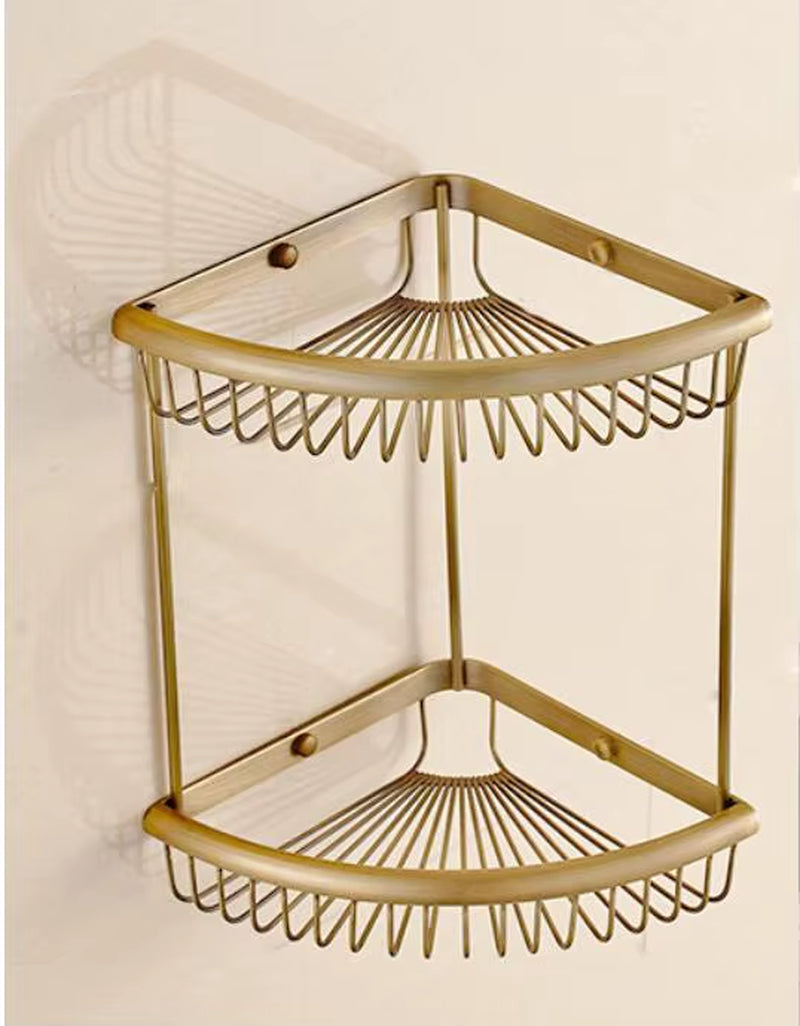 Luxury Gold/Chrome/Vintage Bathroom Brass Shelves Shampoo Holder Corner Bath Basket Bathroom Accessories Bath Hardware