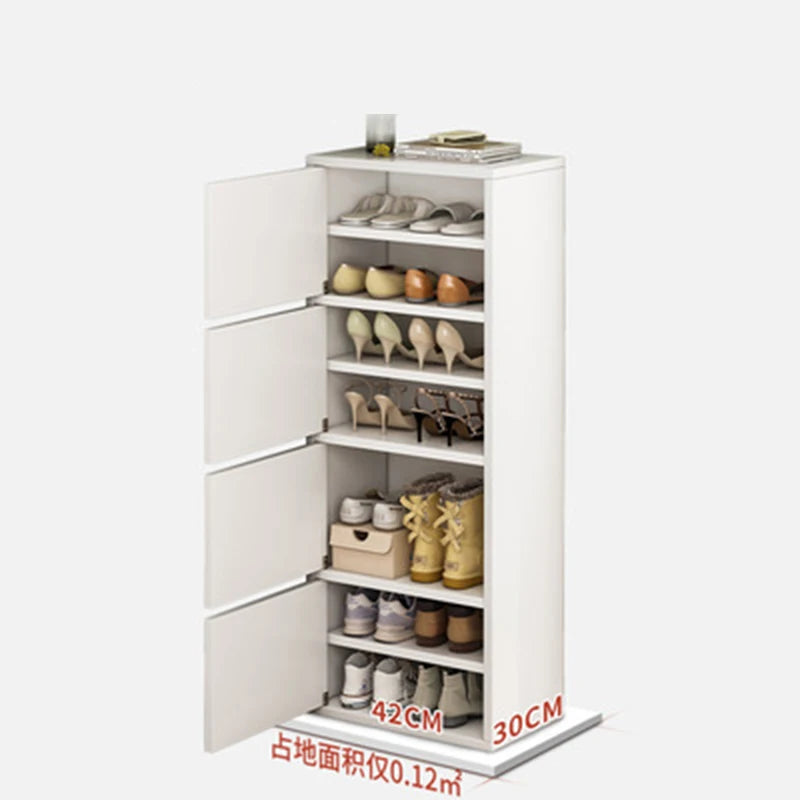 Household Multi-Layer High Vertical Shoe Cabinet, Small Narrow Door, Large Capacity, Simple Indoor Dust-Proof Storage Shoe Rack