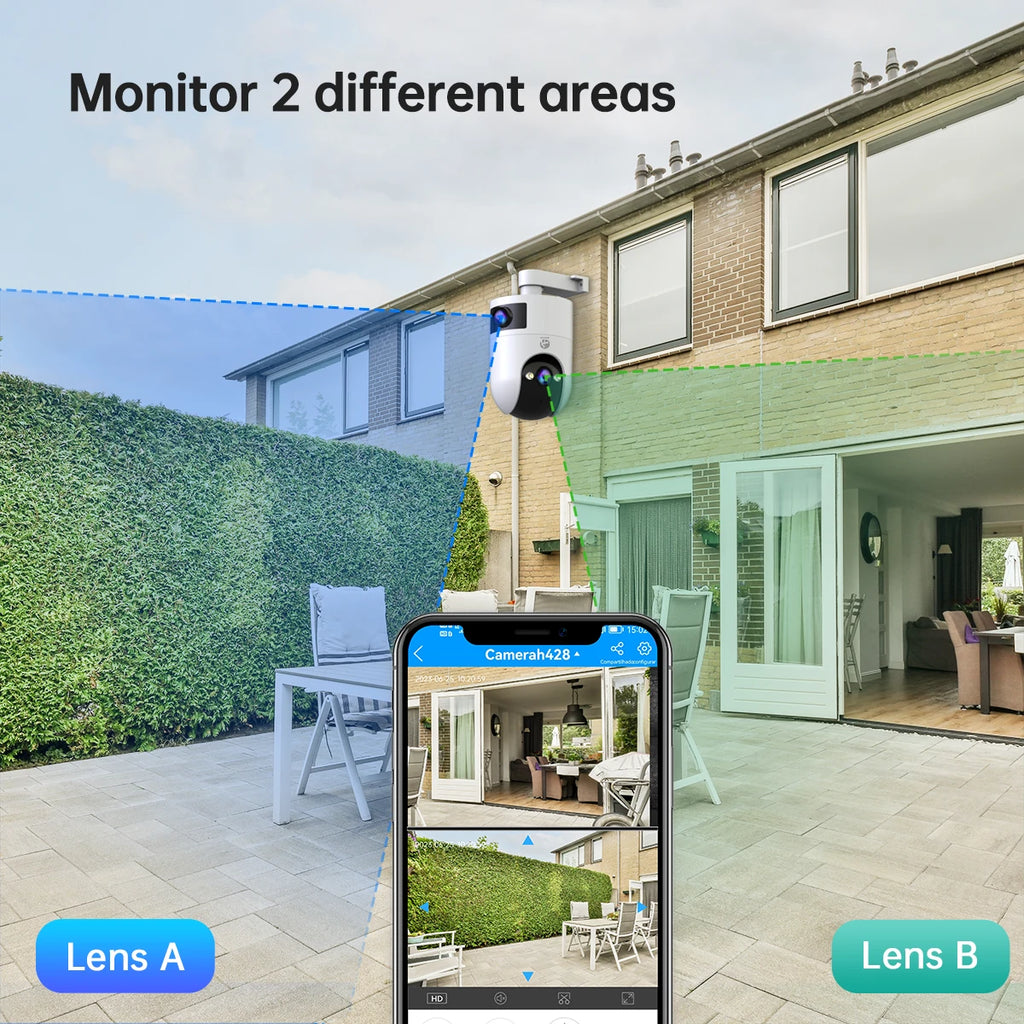 JOOAN 4K Outdoor Wifi Surveillance Camera Dual Lens External 5G Wifi IP Cameras Auto Tracking Security PTZ Cam CCTV Audio Video