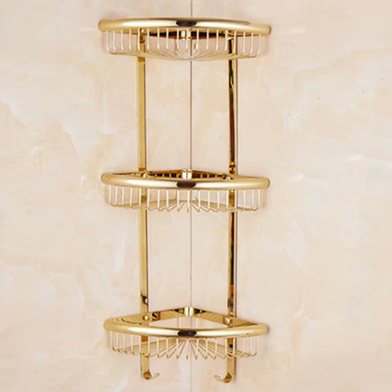 Luxury Gold/Chrome/Vintage Bathroom Brass Shelves Shampoo Holder Corner Bath Basket Bathroom Accessories Bath Hardware