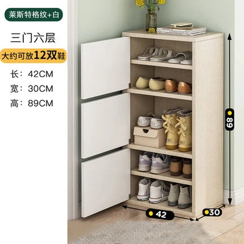 Household Multi-Layer High Vertical Shoe Cabinet, Small Narrow Door, Large Capacity, Simple Indoor Dust-Proof Storage Shoe Rack
