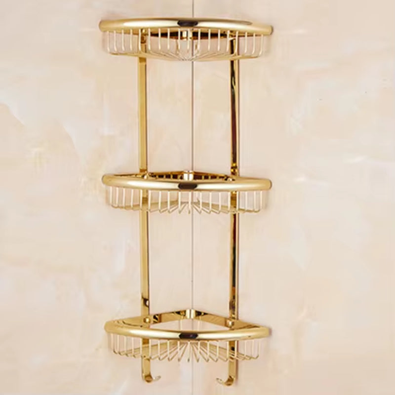 Luxury Gold/Chrome/Vintage Bathroom Brass Shelves Shampoo Holder Corner Bath Basket Bathroom Accessories Bath Hardware