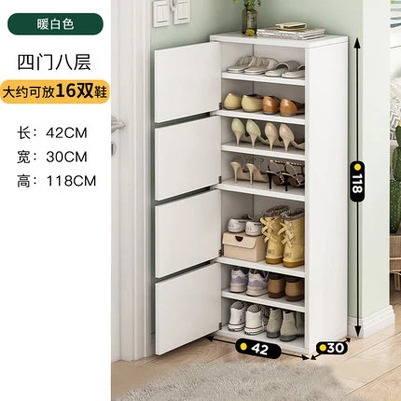 Household Multi-Layer High Vertical Shoe Cabinet, Small Narrow Door, Large Capacity, Simple Indoor Dust-Proof Storage Shoe Rack