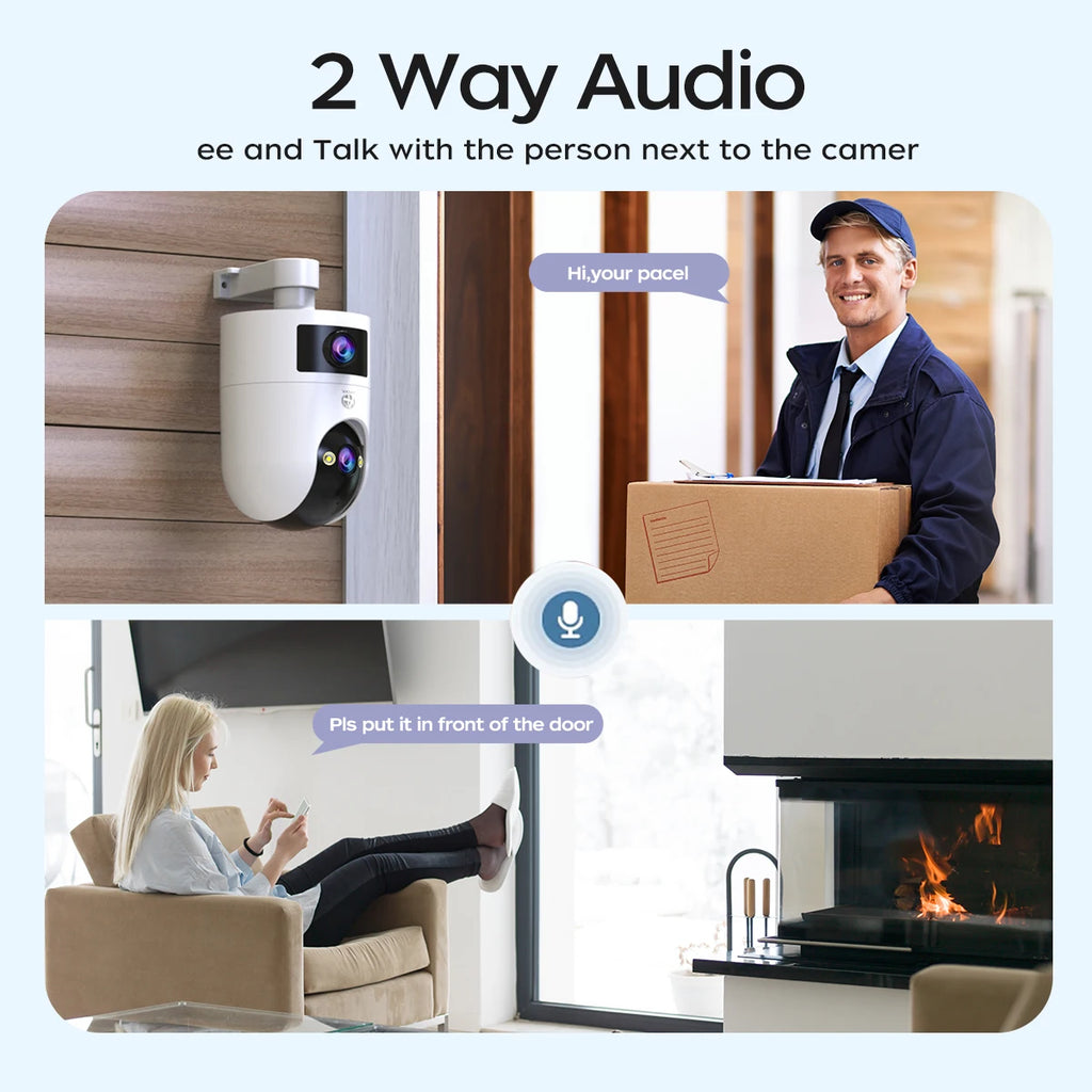 JOOAN 4K Outdoor Wifi Surveillance Camera Dual Lens External 5G Wifi IP Cameras Auto Tracking Security PTZ Cam CCTV Audio Video
