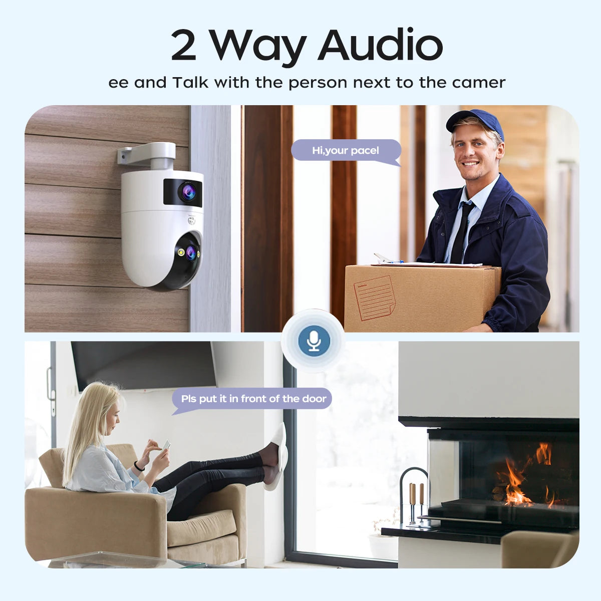 JOOAN 4K Outdoor Wifi Surveillance Camera Dual Lens External 5G Wifi IP Cameras Auto Tracking Security PTZ Cam CCTV Audio Video