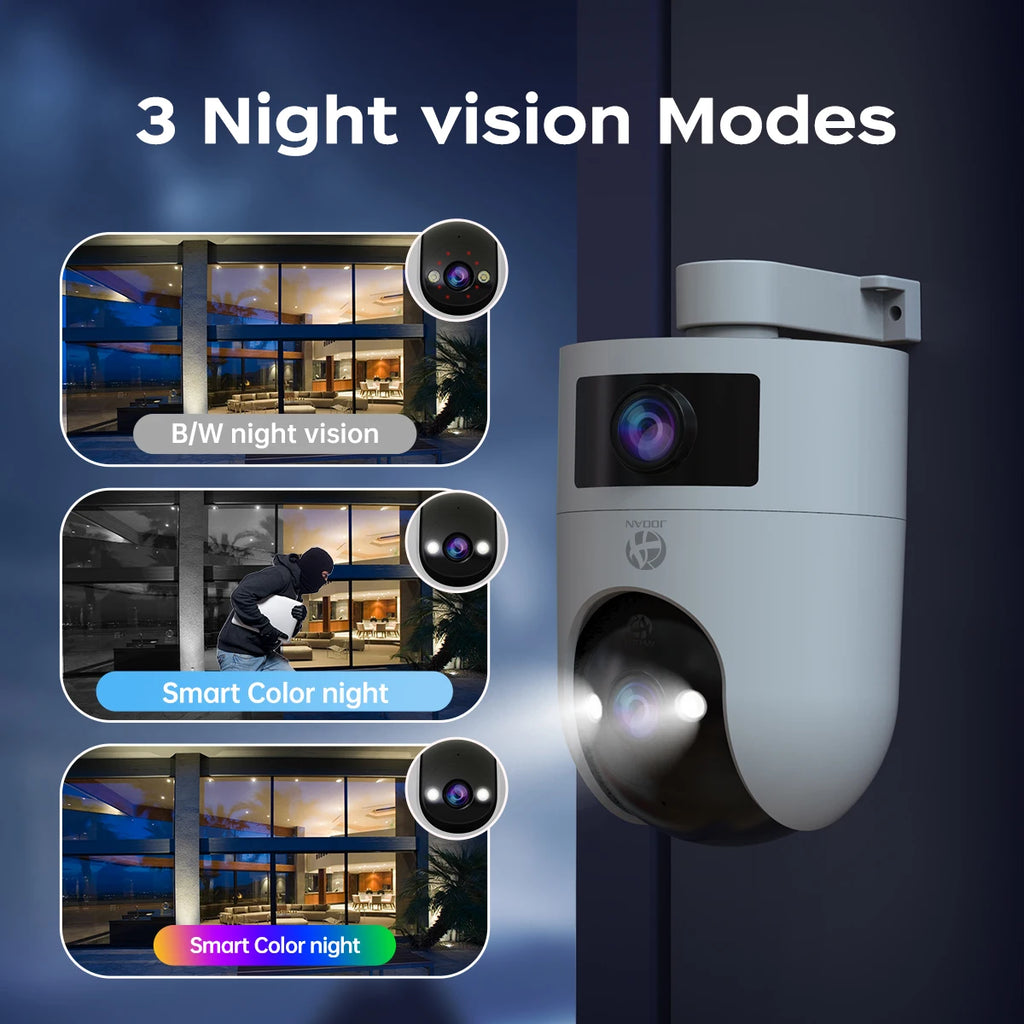JOOAN 4K Outdoor Wifi Surveillance Camera Dual Lens External 5G Wifi IP Cameras Auto Tracking Security PTZ Cam CCTV Audio Video