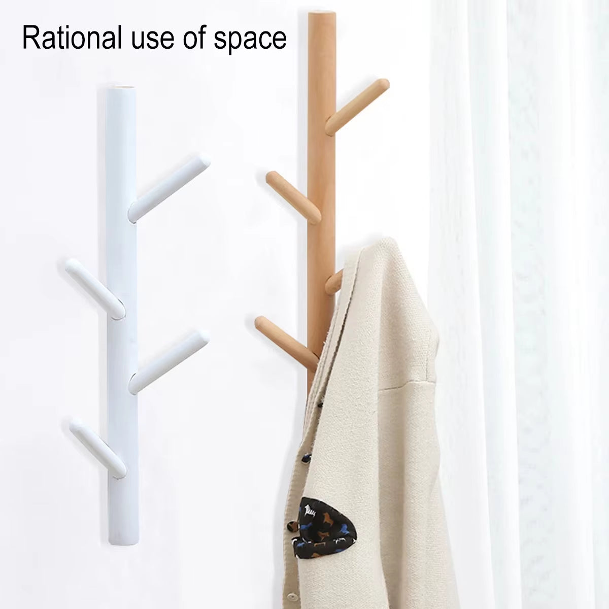Wooden Coat Rack Nordic Creative Clothes Storage Hook Wall Hanging Hanger Home Decor Hanger Hooks Coat Hooks Rack