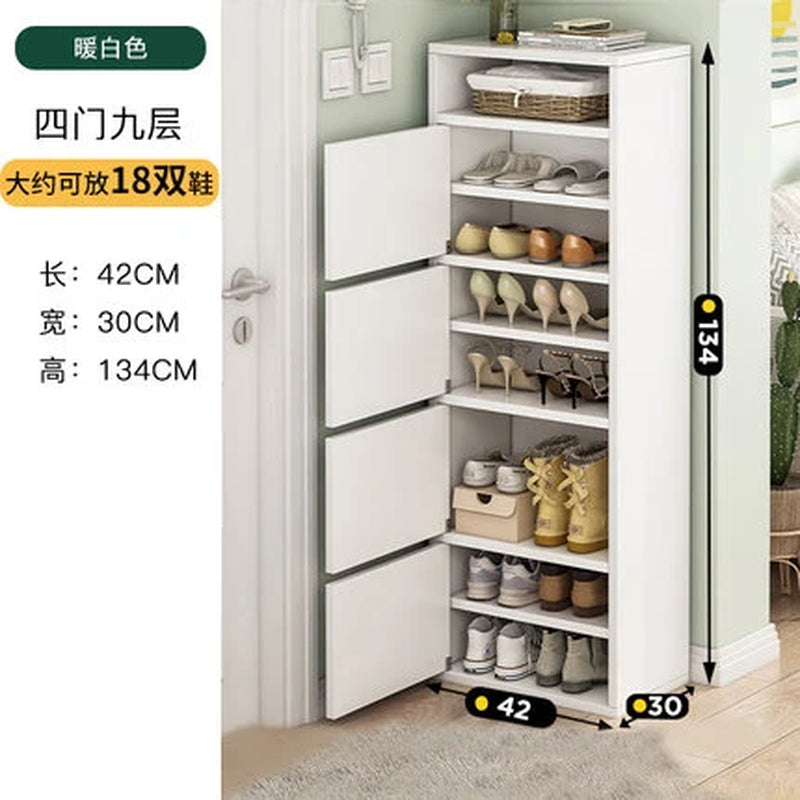 Household Multi-Layer High Vertical Shoe Cabinet, Small Narrow Door, Large Capacity, Simple Indoor Dust-Proof Storage Shoe Rack