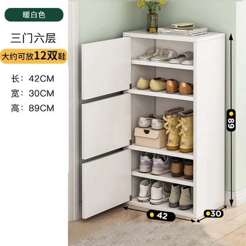Household Multi-Layer High Vertical Shoe Cabinet, Small Narrow Door, Large Capacity, Simple Indoor Dust-Proof Storage Shoe Rack