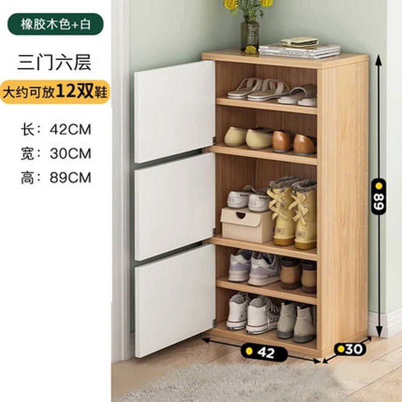 Household Multi-Layer High Vertical Shoe Cabinet, Small Narrow Door, Large Capacity, Simple Indoor Dust-Proof Storage Shoe Rack