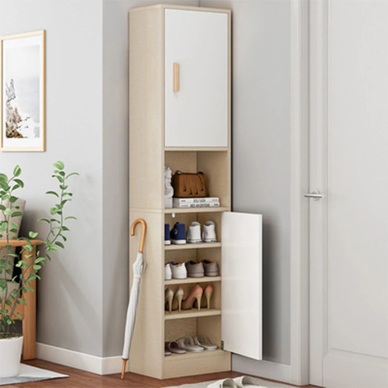 Household Multi-Layer High Vertical Shoe Cabinet, Small Narrow Door, Large Capacity, Simple Indoor Dust-Proof Storage Shoe Rack