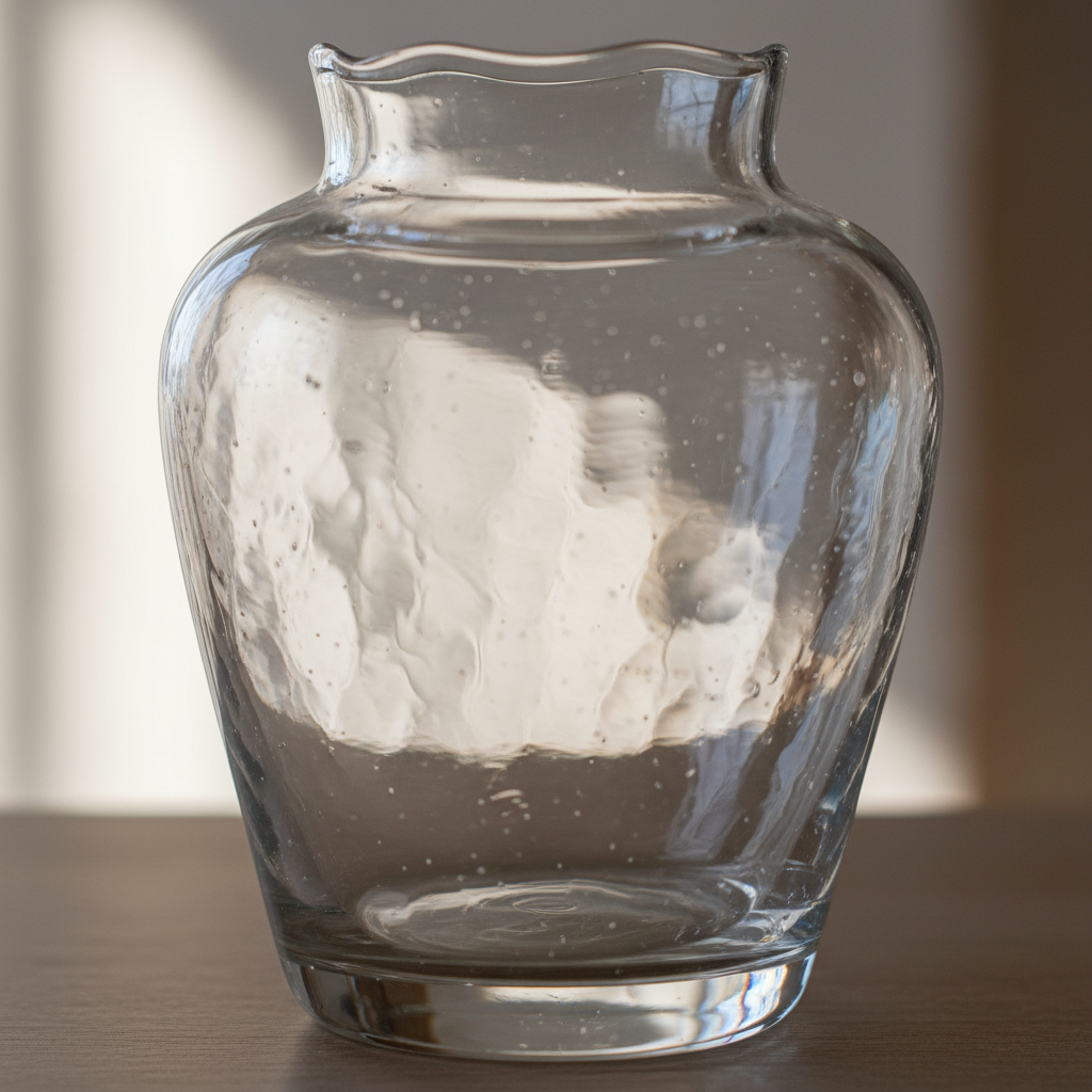 Détail verre soufflé main transparent - Artisanat qualité premium