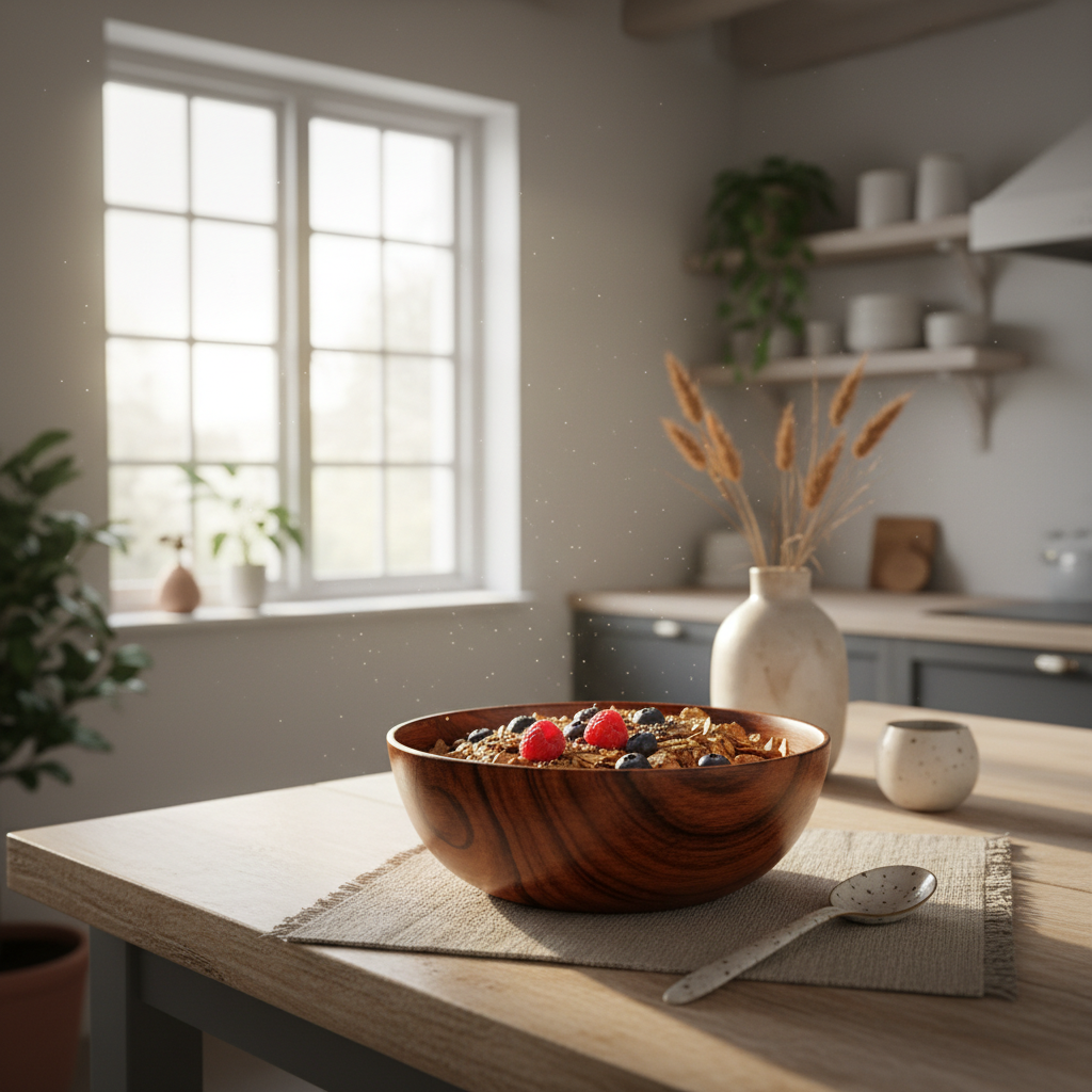 Bol bois japonais petit-déjeuner céréales - Ambiance hygge cuisine nordique