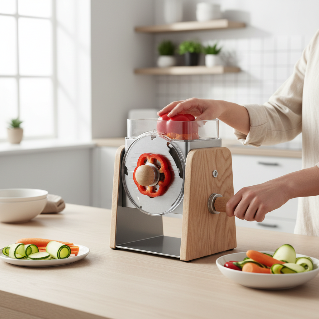 Mandoline multifonction rotative cuisine nordique - Découpe légumes précise