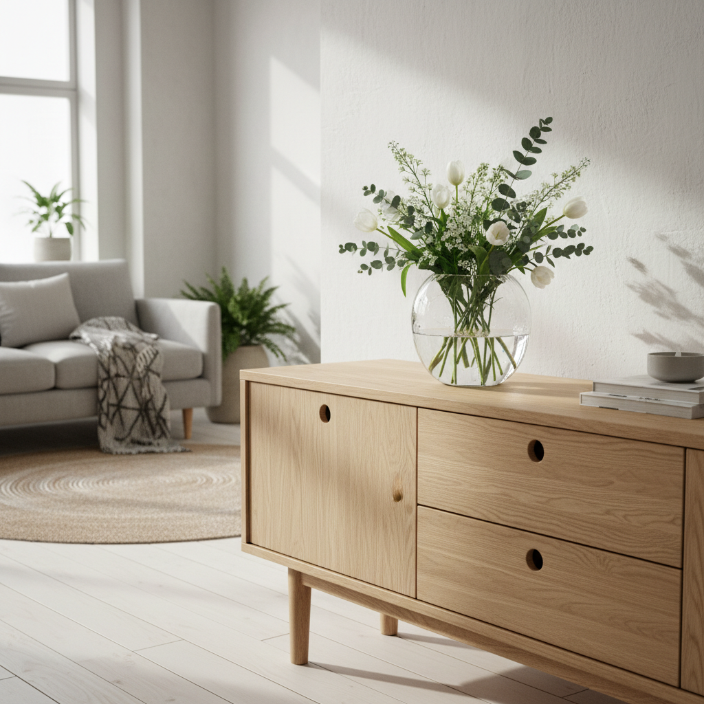 Vase verre transparent fait main fleurs - Décoration scandinave élégante