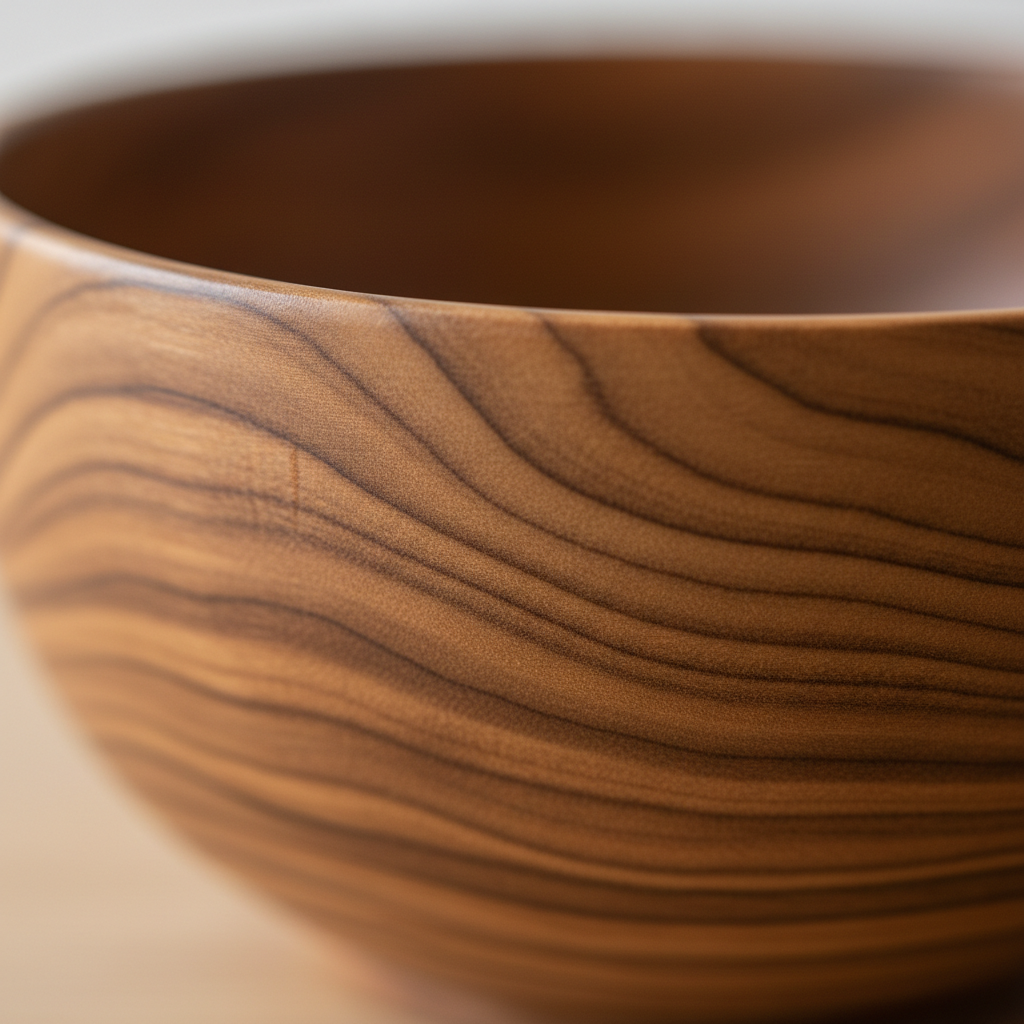 Détail texture bois naturel bol japonais fait main - Artisanat qualité premium