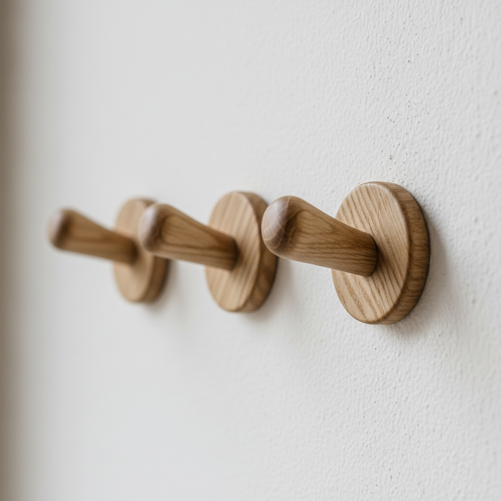 Détail patres bois naturel porte-manteau - Artisanat qualité